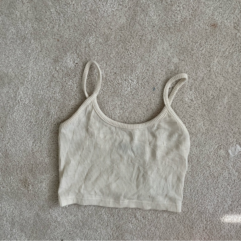 Boohoo cream waffle tank